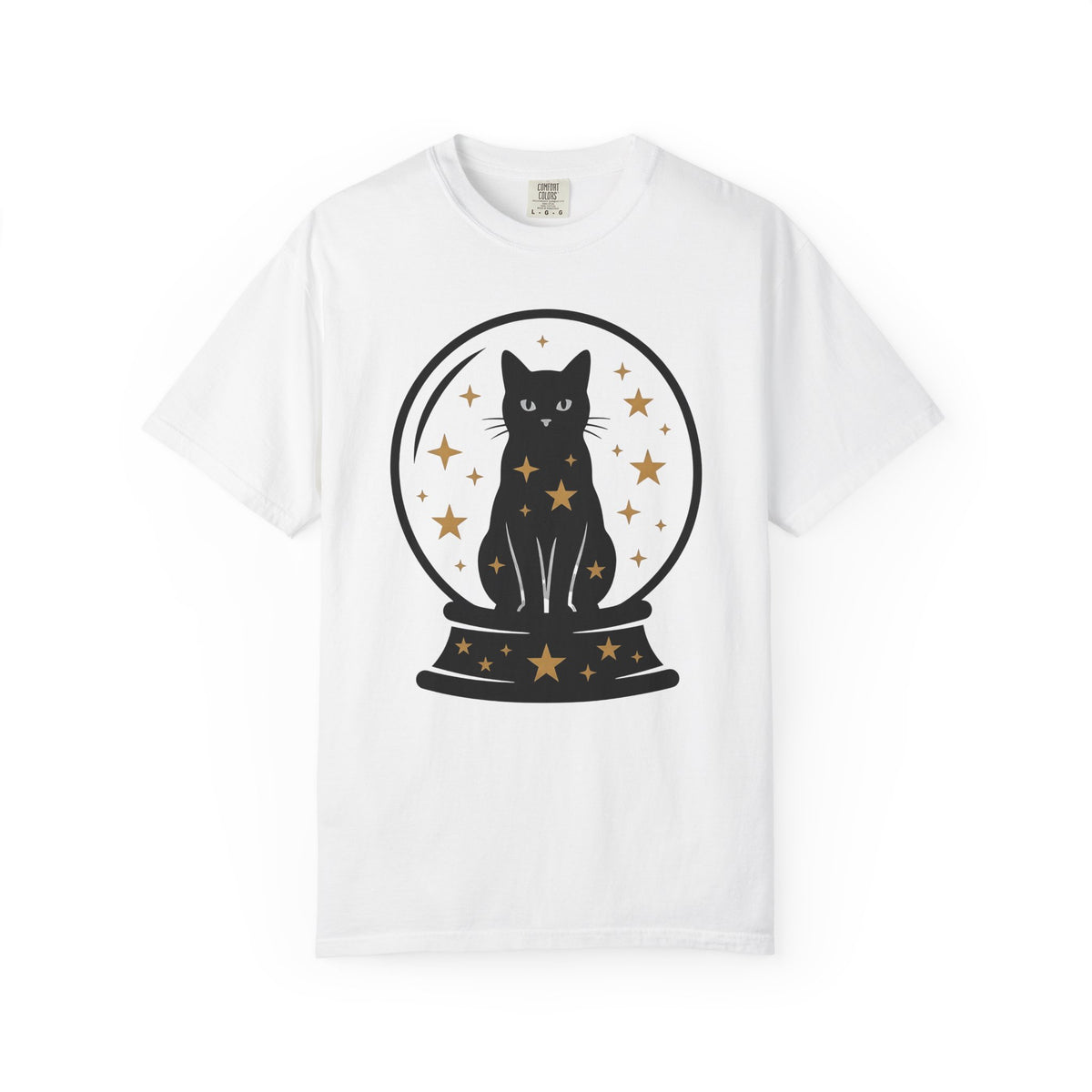 Dark Cat Orb T-Shirt Cat Magic Gift Women Simple T-Shirt Black Cat Ball T-Shirt Cat Fan Feline Graphic T-Shirt Retro Sparkles T-Shirt