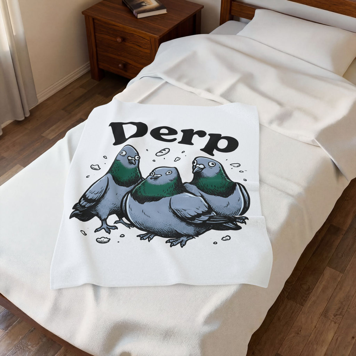 Pigeon Trio Blanket Funny Animal Gift Women Cartoon Blanket Dove Blanket Humor Fan Comic Blanket Creature Graphic Vintage Bread Blanket