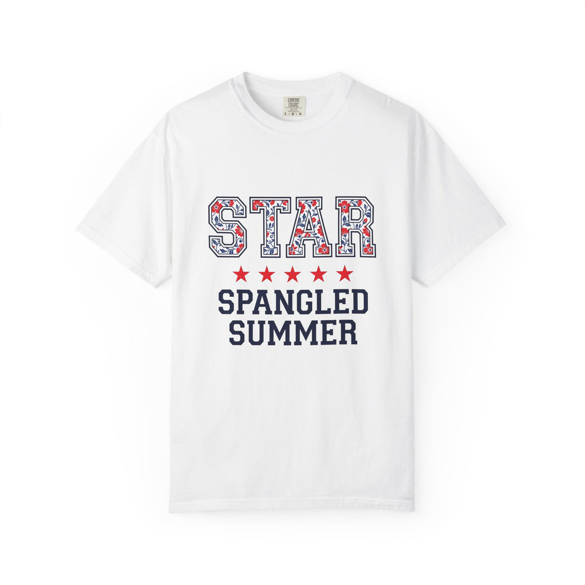 Floral Varsity Letters T-Shirt 4th Of July Summer Gift Women Patriotic T-Shirt Letterman T-Shirt Independence Fan American T-Shirt Seasonal Graphic