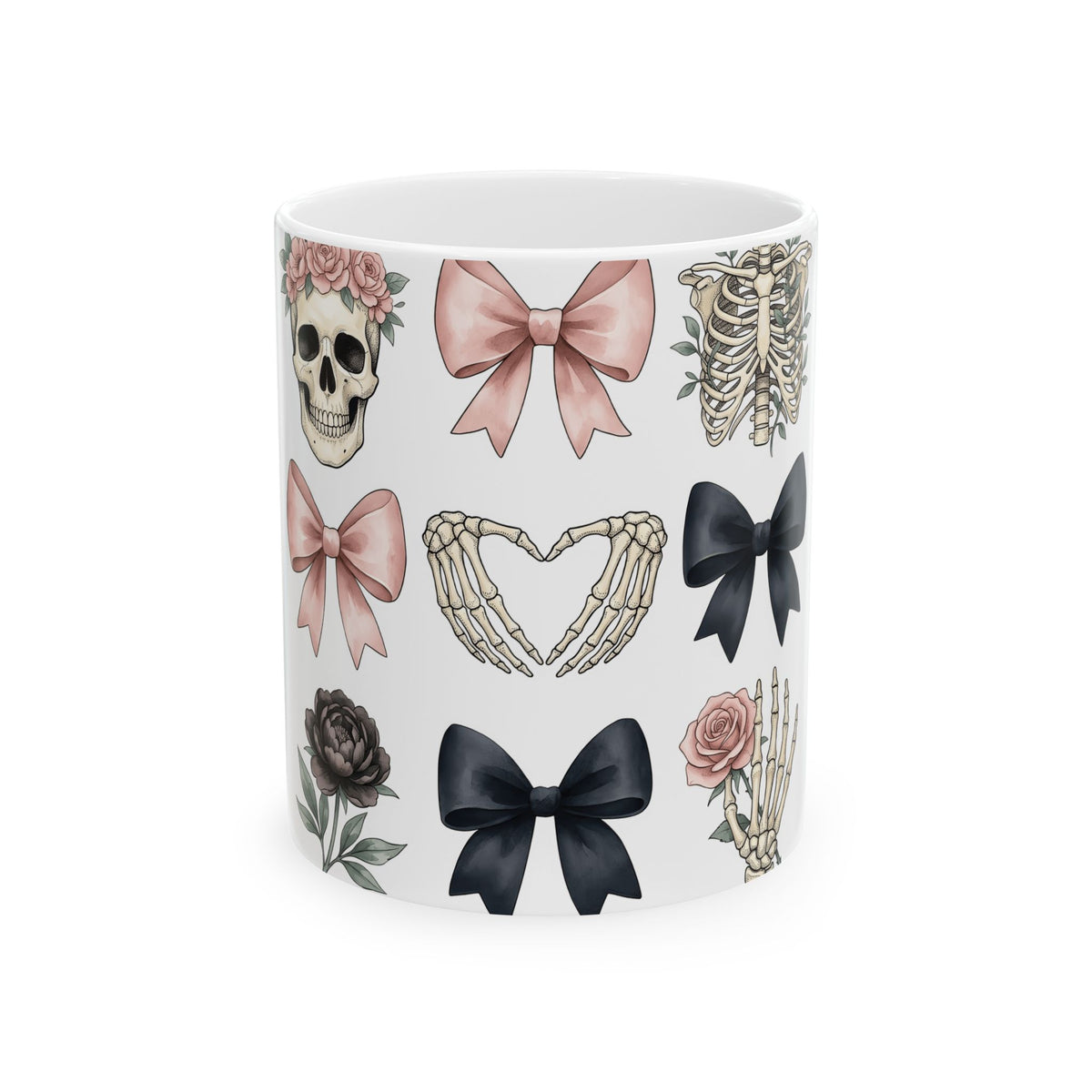 Skull Flower Halloween Dark Gift Watercolor Sugar Skull Horror Fan Gothic Dark Retro Bony Mug