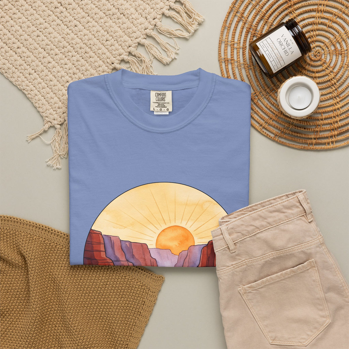 Desert Canyon T-Shirt Nature Hiking Gift Women Hand Painted T-Shirt Canyon T-Shirt Outdoors Enthusiast Painted T-Shirt Trekker Graphic Retro Dawn