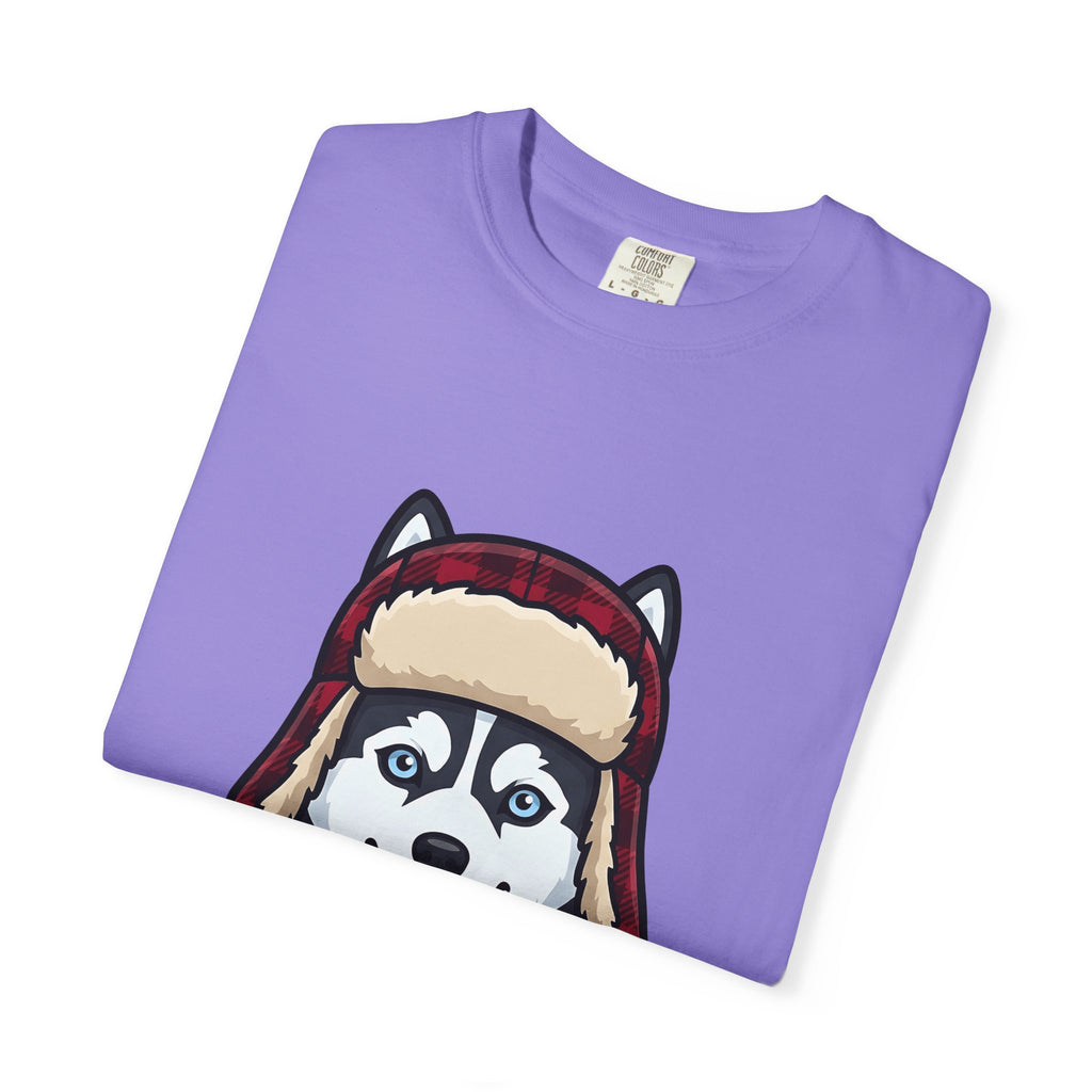 Husky Pup T-Shirt Dog Companion Gift Women Illustration T-Shirt Siberian Husky T-Shirt Dog Fan Husky Graphic T-Shirt Manga Winter Cap T-Shirt