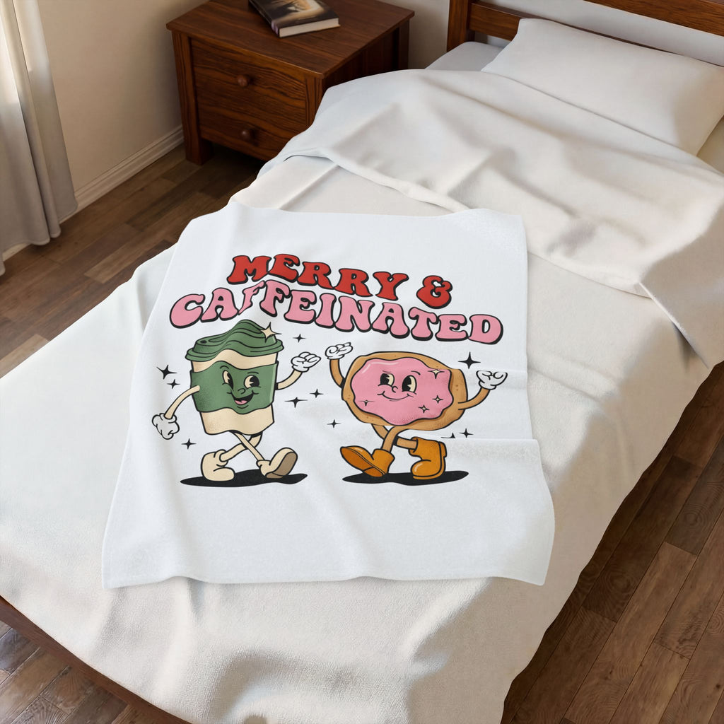 Coffee Cup Donut Blanket Christmas Coffee Gift Women Cartoon Blanket Donut Blanket Xmas Fan Cartoony Blanket Coffee Design Retro Stars Blanket