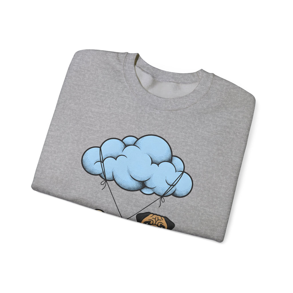Pug Dog Sweatshirt Dog Animals Gift Women Cartoon Sweatshirt Puggle Sweatshirt Dog Fan Canine Graphic Pug Illustration Retro Cloud Sweatshirt