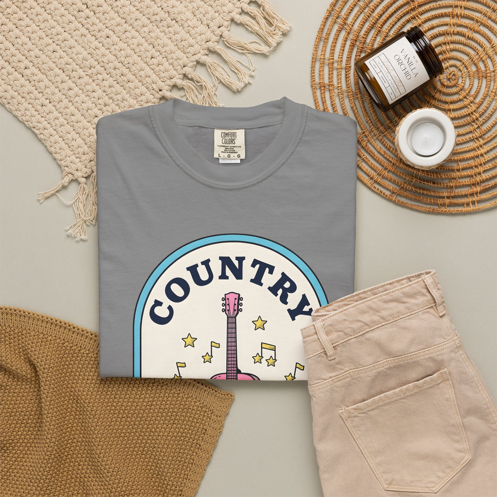 Pastel Guitar T-Shirt Cowgirl Sound Gift Women Antique T-Shirt Guitar T-Shirt Rodeo Fan Vintage T-Shirt Audio Graphic Nostalgic Twinkle T-Shirt