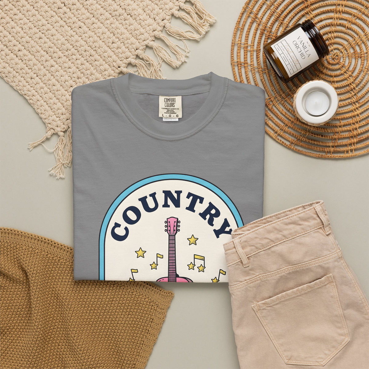 Pastel Guitar T-Shirt Cowgirl Sound Gift Women Antique T-Shirt Guitar T-Shirt Rodeo Fan Vintage T-Shirt Audio Graphic Nostalgic Twinkle T-Shirt