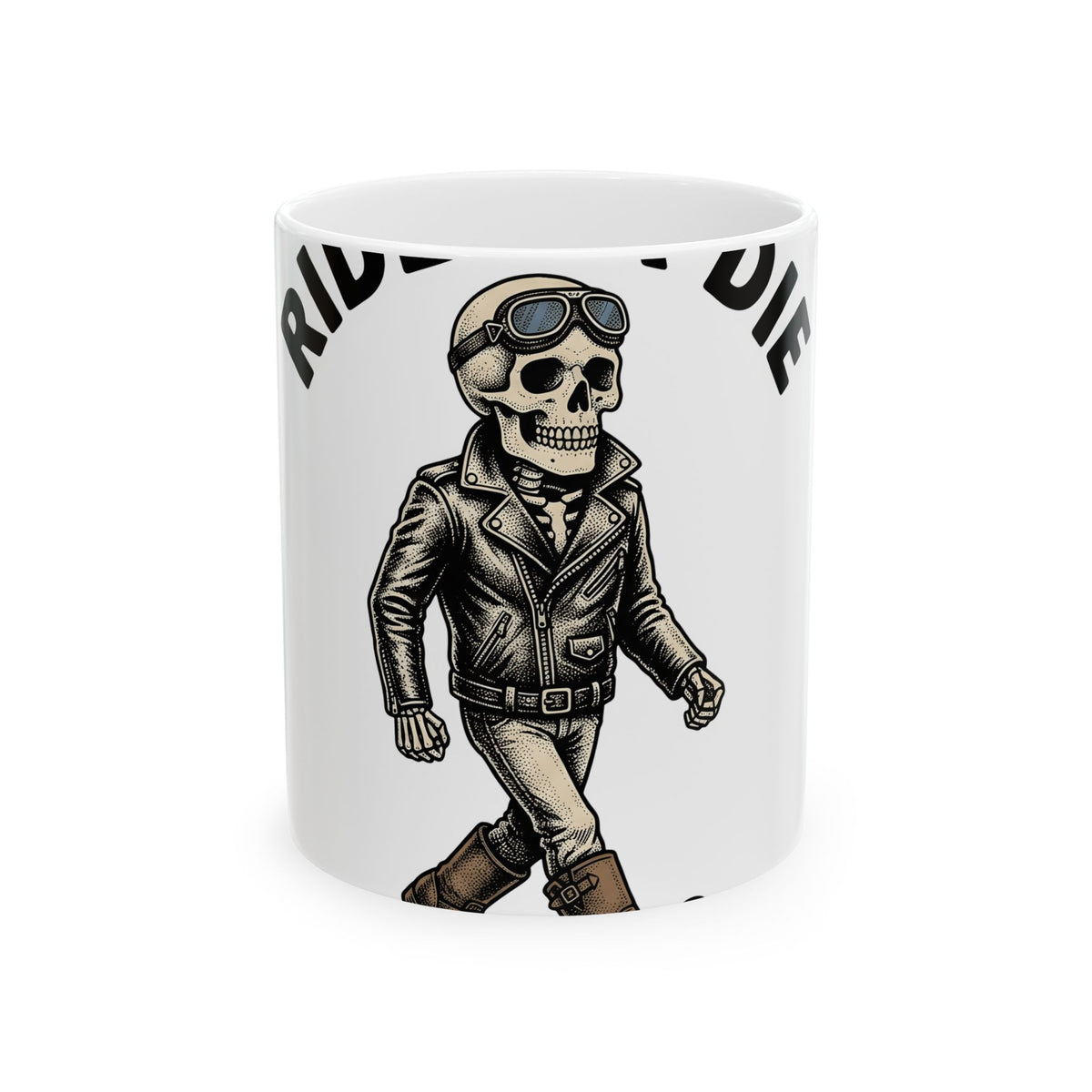 Bony Biker Mug Halloween Chopper Gift Women Old School Mug Biker Mug Horror Fan Retro Mug Motorcycle Graphic Grunge Shades Mug