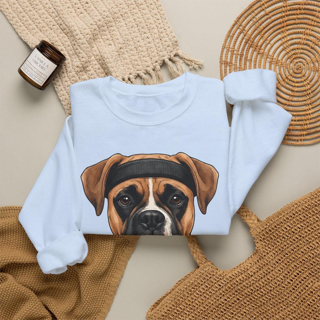 Boxer Puppy Sweatshirt Dog Apparel Gift Women Cartoon Sweatshirt Puppy Sweatshirt Dog Fan Canine Sweatshirt Clothing Graphic Line Art Pullover Sweatshirt