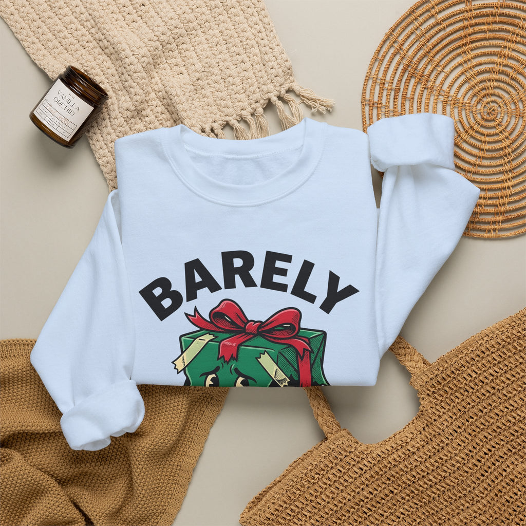 Weathered Package Sweatshirt Christmas Comedy Gift Women Animated Sweatshirt Parcel Sweatshirt Xmas Fan Cartoon Sweatshirt Humor Graphic Old School Knot Sweatshirt