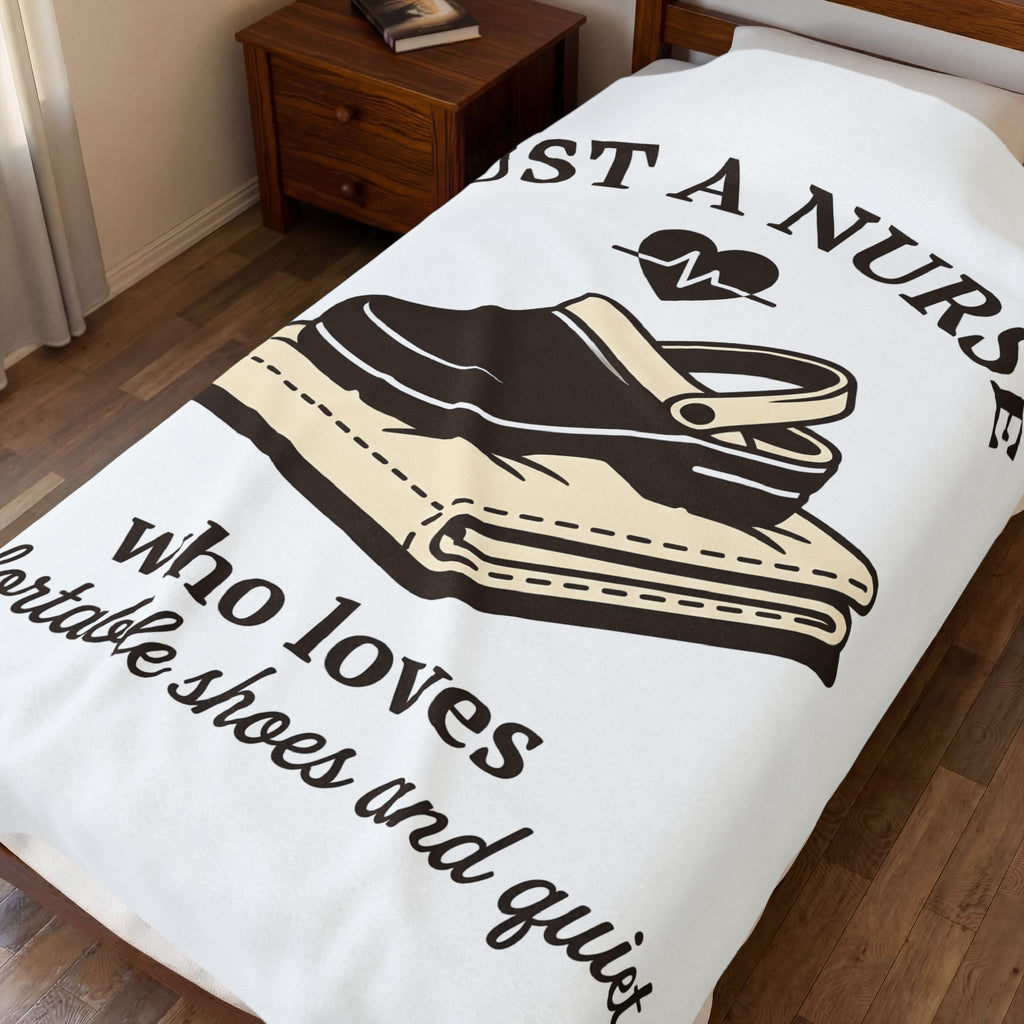 Nursing Shoe Blanket Nurses Healthcare Gift Women Line Art Blanket Nursing Clog Blanket Nurse Enthusiast Illustration Graphic Medical Design Old