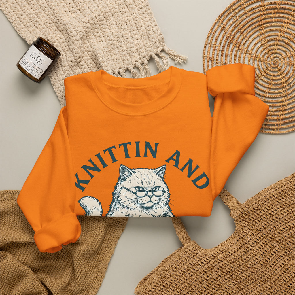 Kitten Crochet Sweatshirt Cat Craft Gift Women Sketch Sweatshirt Amigurumi Sweatshirt Cat Fan Crocheted Graphic Retro Wool Ball Sweatshirt