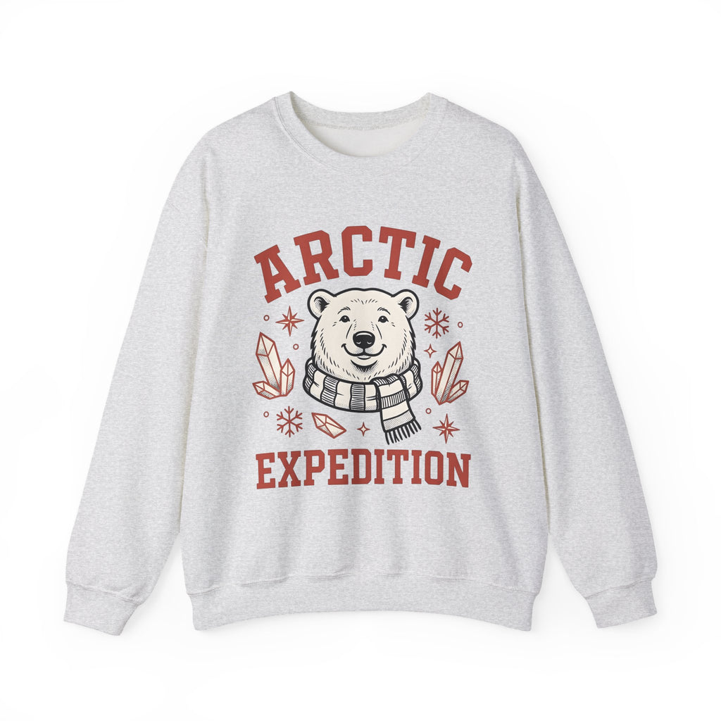 White Bear Sweatshirt Christmas Cold Season Gift Women Comic Sweatshirt Polar Bear Sweatshirt Winter Fan Cartoon Sweatshirt Frost Graphic Retro Ice Crystals