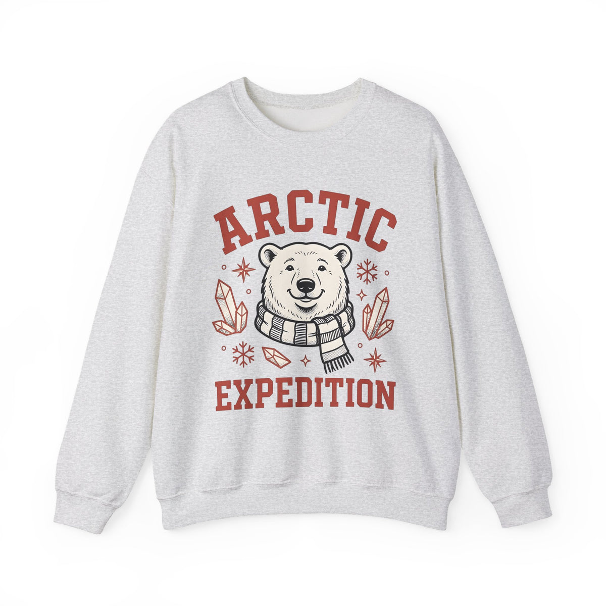 White Bear Sweatshirt Christmas Cold Season Gift Women Comic Sweatshirt Polar Bear Sweatshirt Winter Fan Cartoon Sweatshirt Frost Graphic Retro Ice Crystals