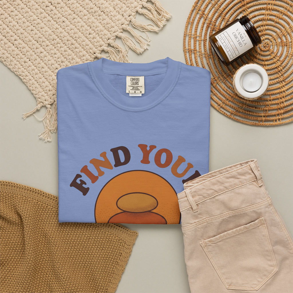 Cairn Stack T-Shirt Sports Selfcare Gift Women Tribal T-Shirt Rock Pile T-Shirt Athlete Fan Stone T-Shirt Wellness Graphic Hand Drawn Sunshine
