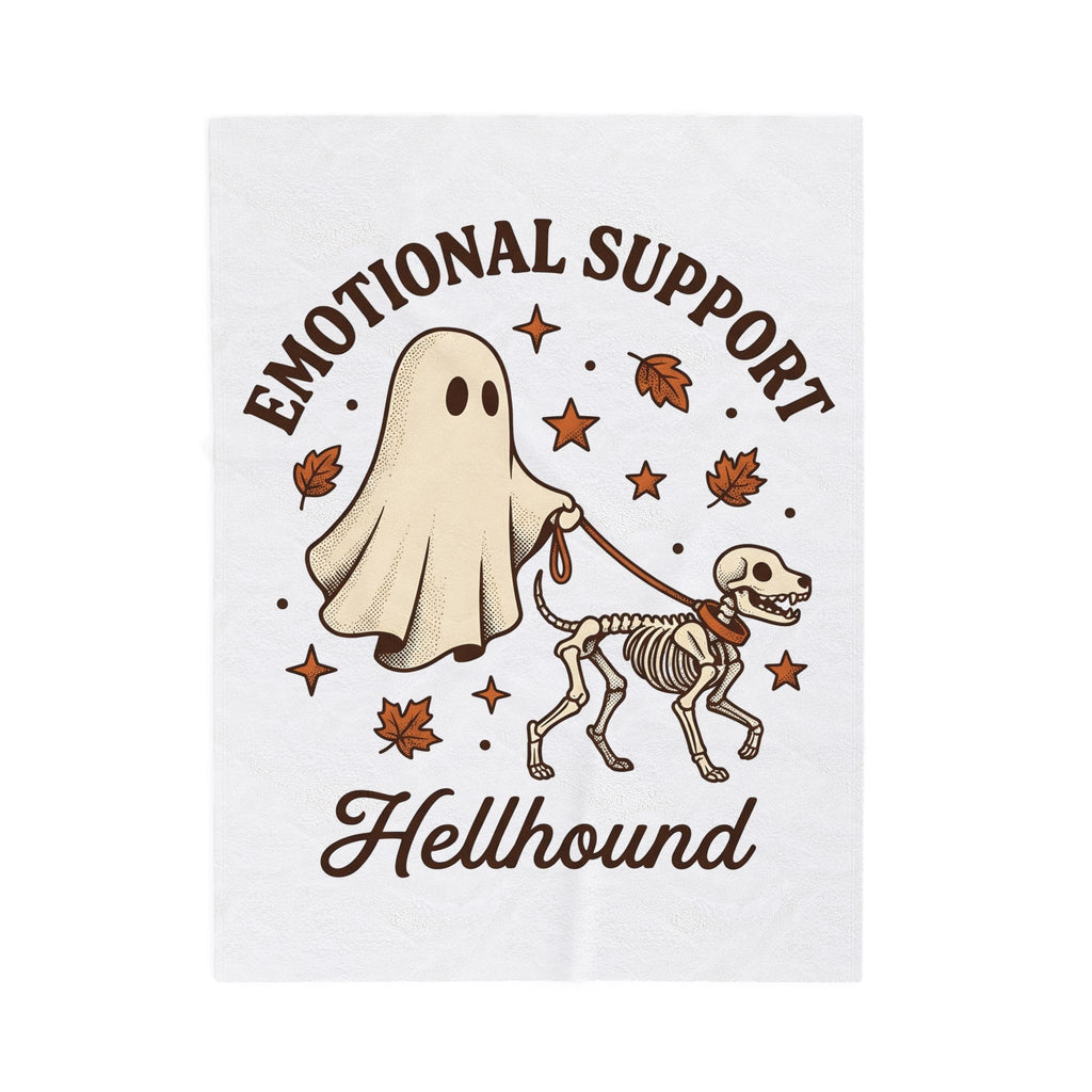 Skeleton Dog Halloween Dark Gift Retro Dog Skeleton Horror Fan Spooky Gothic Hand Drawn Blanket