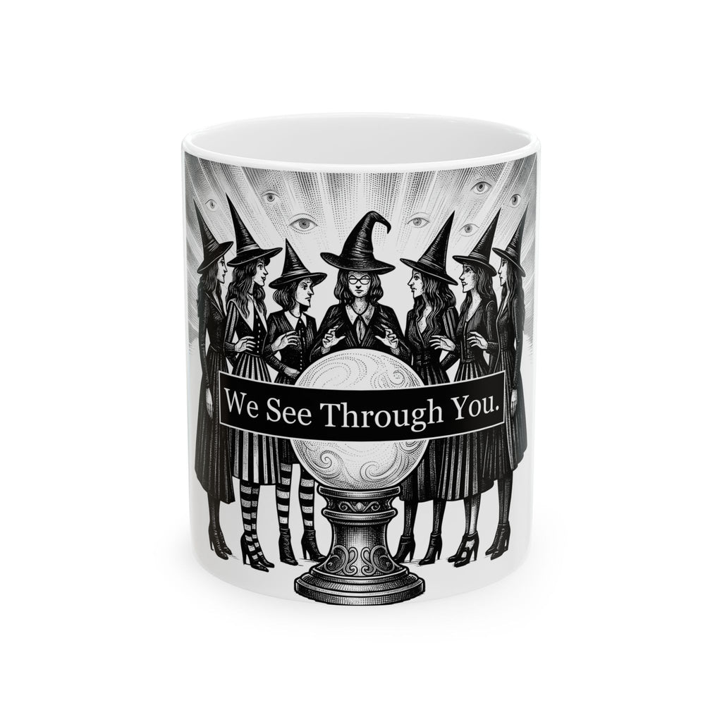 Witches Circle Mug Halloween Supernatural Gift Women Eerie Mug Coven Mug Horror Fan Occult Graphic Mug Classic Fortune Ball Mug