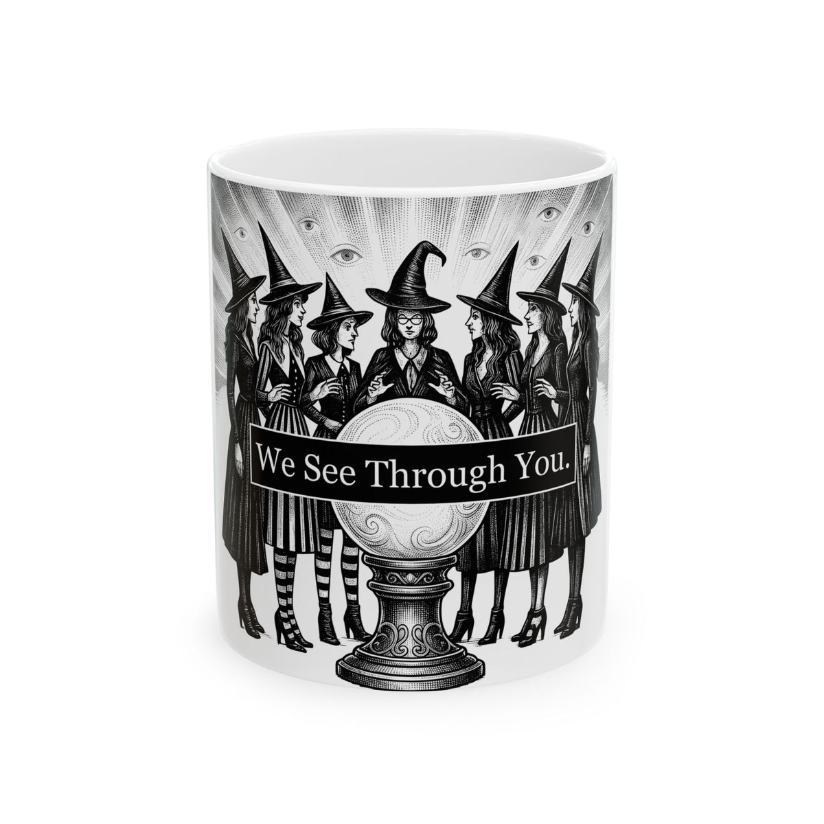 Witches Circle Mug Halloween Supernatural Gift Women Eerie Mug Coven Mug Horror Fan Occult Graphic Mug Classic Fortune Ball Mug