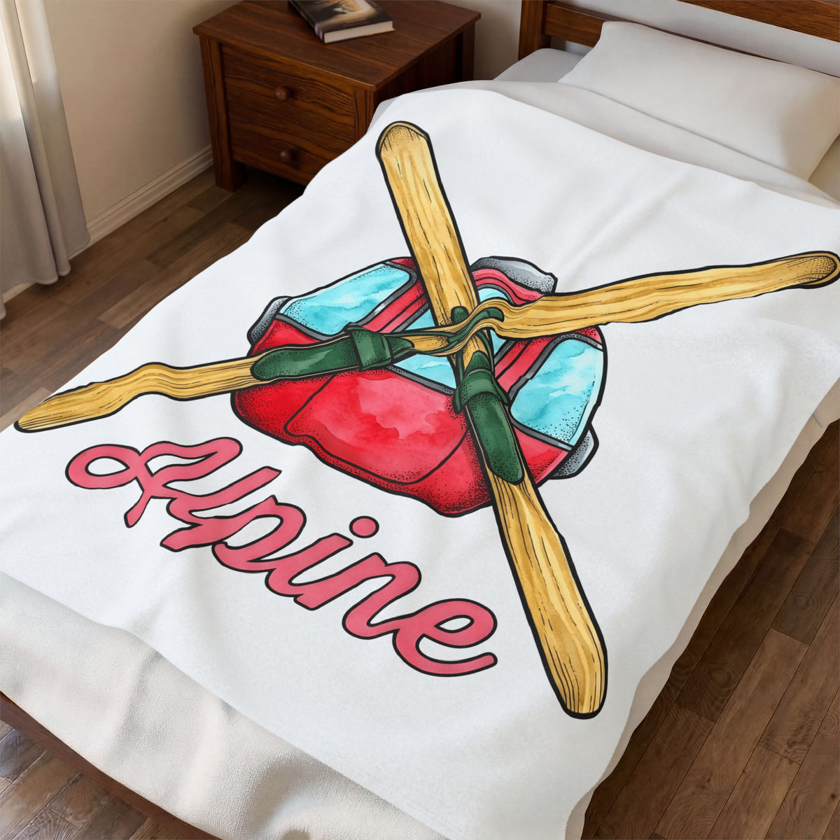 Ski Chair Blanket Skiing Travel Gift Women Hand Painted Blanket Chairlift Blanket Skier Enthusiast Painted Blanket Adventure Graphic Retro Crossed