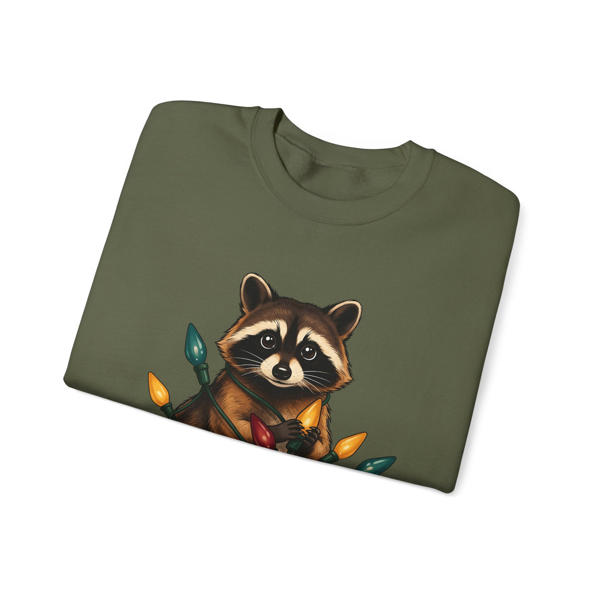 Raccoon Animals Seasonal Gift Playful Trash Panda Wildlife Fan Quirky Christmas Cartoon Sweatshirt