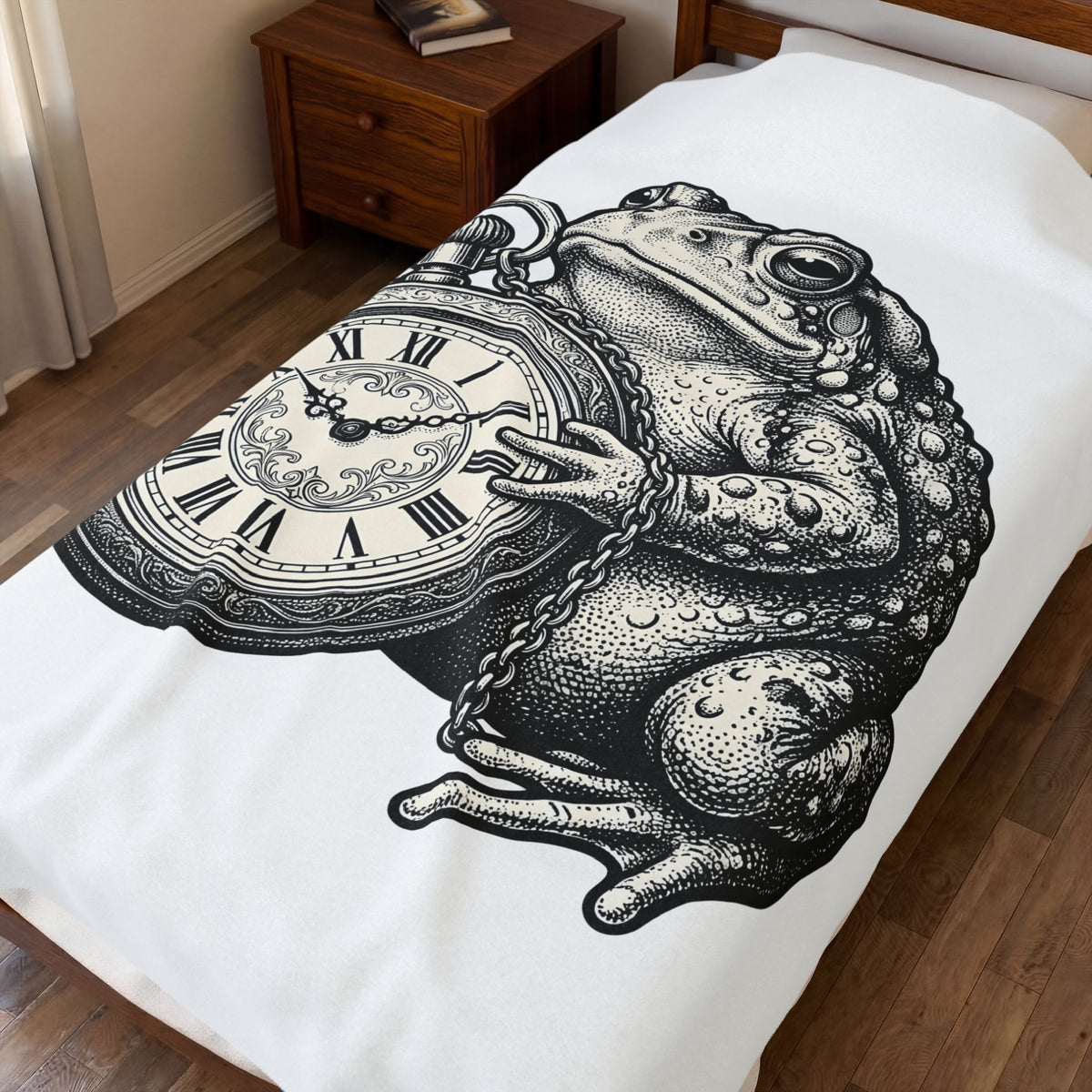 Toad Pocket Watch Blanket Funny Animal Gift Women Vintage Blanket Pocket Watch Blanket Humor Fan Retro Blanket Wildlife Graphic Hand Drawn Chain