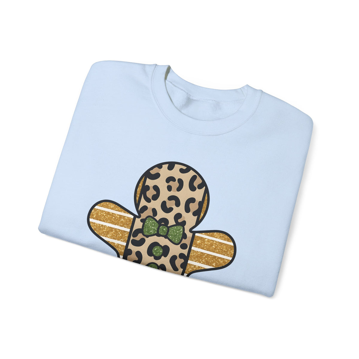 Spotted Gingerbread Animal Xmas Gift Shimmer Gingerbread Man Leopard Fan Glitter Holiday Sweatshirt
