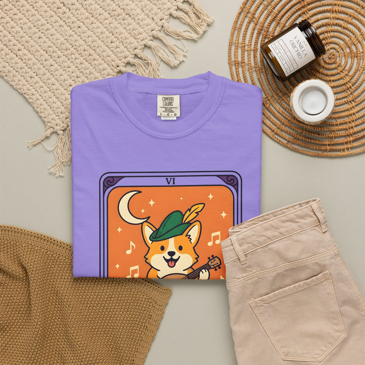 Corgi Performer T-Shirt Boho Chic Animal Gift Women Anime T-Shirt Pembroke Welsh Corgi T-Shirt Bohemian Fan Manga T-Shirt Animal Graphic Hand Drawn
