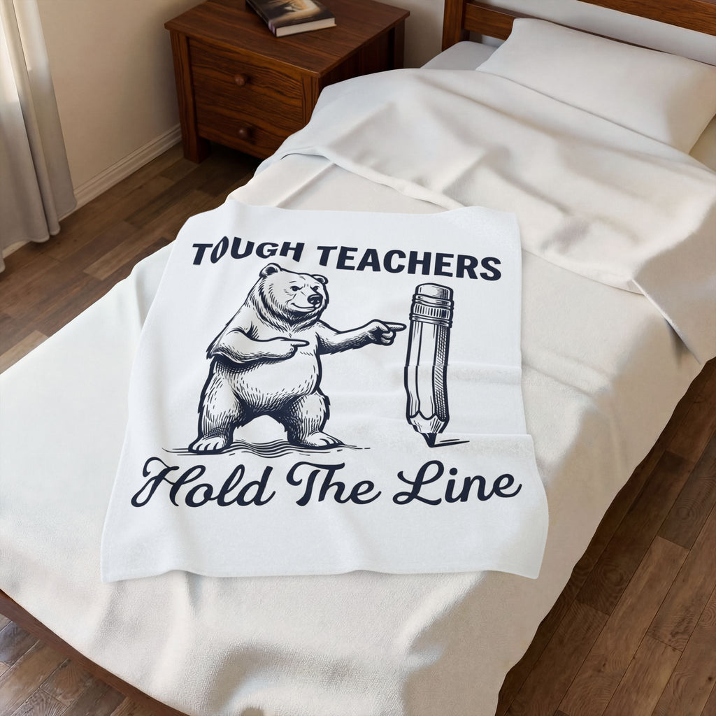 Bear Pen Blanket Teachers Wildlife Gift Women Sketch Blanket Pen Holder Blanket Educator Enthusiast Drawing Illustration Retro Classroom Blanket