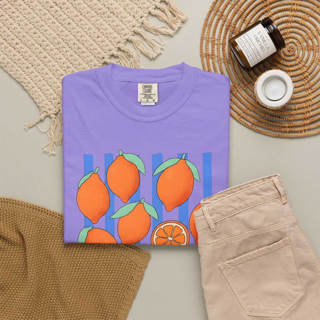 Lemon Fruit T-Shirt Drinks Vacation Gift Women Cartoon T-Shirt Citrus T-Shirt Beverage Fan Cocktail Graphic Classic Orange Segment T-Shirt