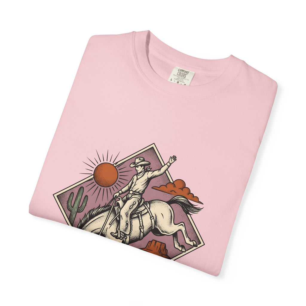Bronc Rider T-Shirt Cowgirl Ranch Gift Women Sketch T-Shirt Rough Rider T-Shirt Cowboy Fan Rodeo T-Shirt Farm Graphic Tribal Desert Plant T-Shirt