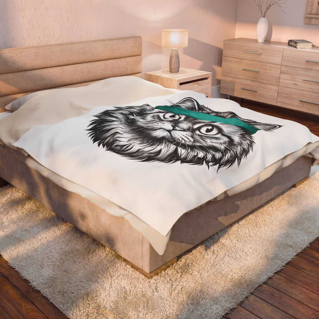 Striped Cat Blanket Cat Pet Supplies Gift Women Doodle Blanket Tabby Cat Blanket Cat Fan Feline Blanket Pet Accessories Graphic Minimalist Headwrap