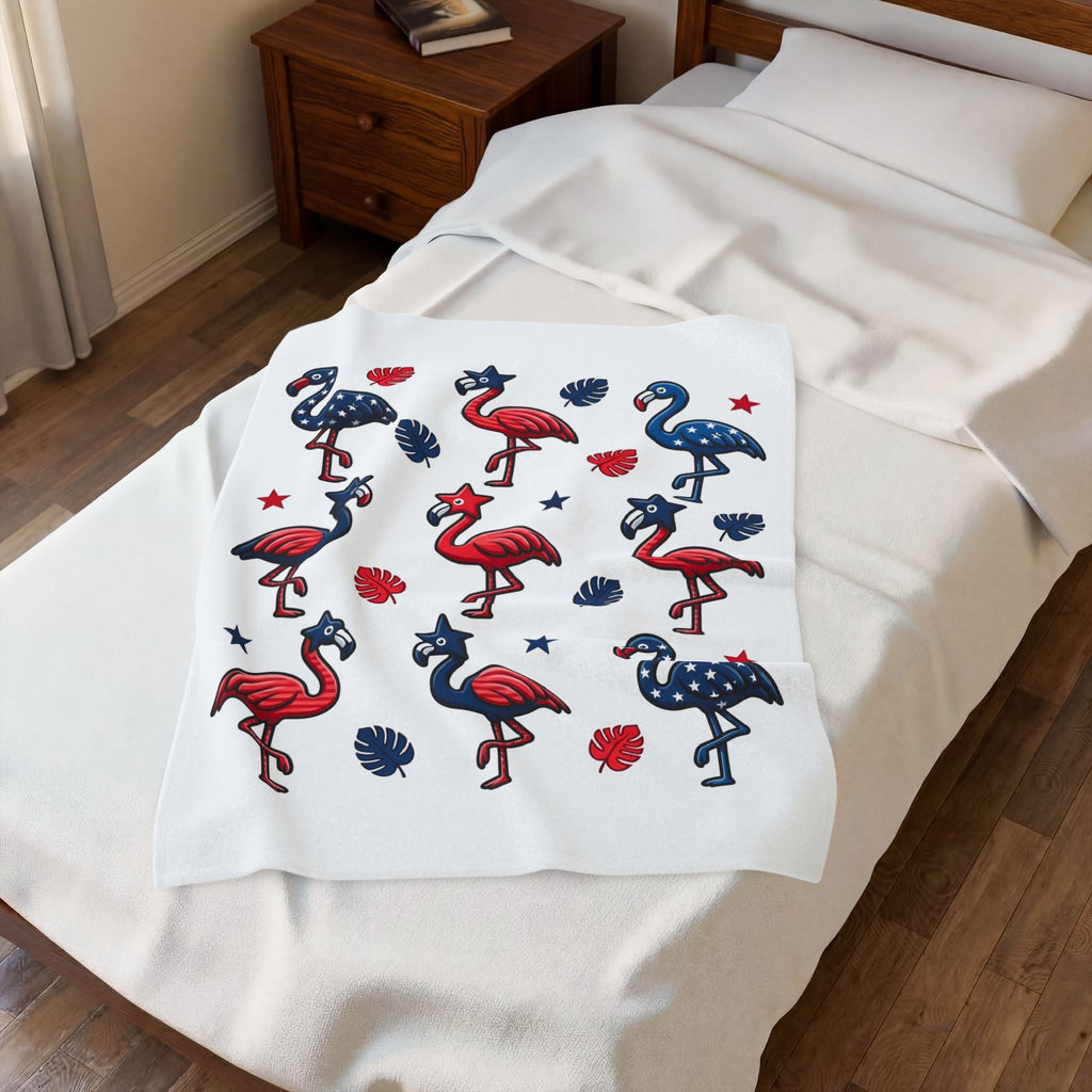 Flag Flamingo Blanket 4th Of July Holiday Gift Women Cartoonish Blanket Flamingo Blanket Independence Day Fan Retro Blanket Celebration Graphic Old