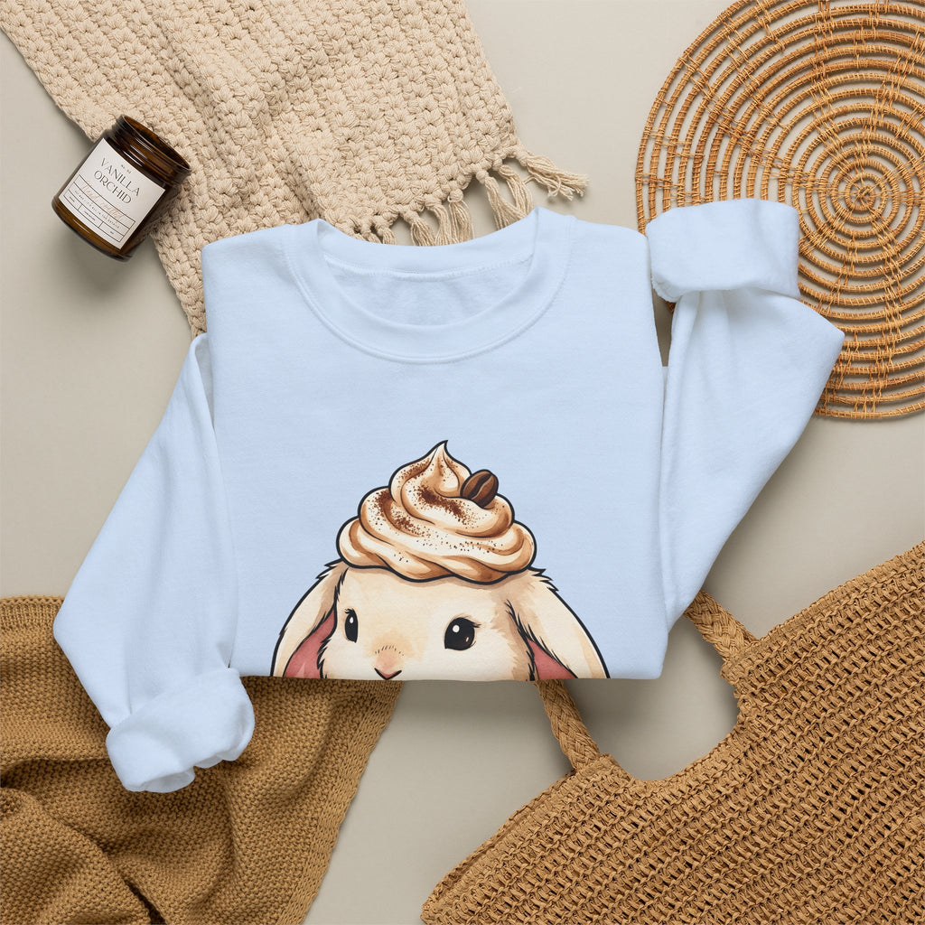 Bunny Espresso Sweatshirt Coffee Wildlife Gift Women Adorable Sweatshirt Rabbit Coffee Sweatshirt Coffee Fan Animal Graphic Sweatshirt Painterly Froth Sweatshirt