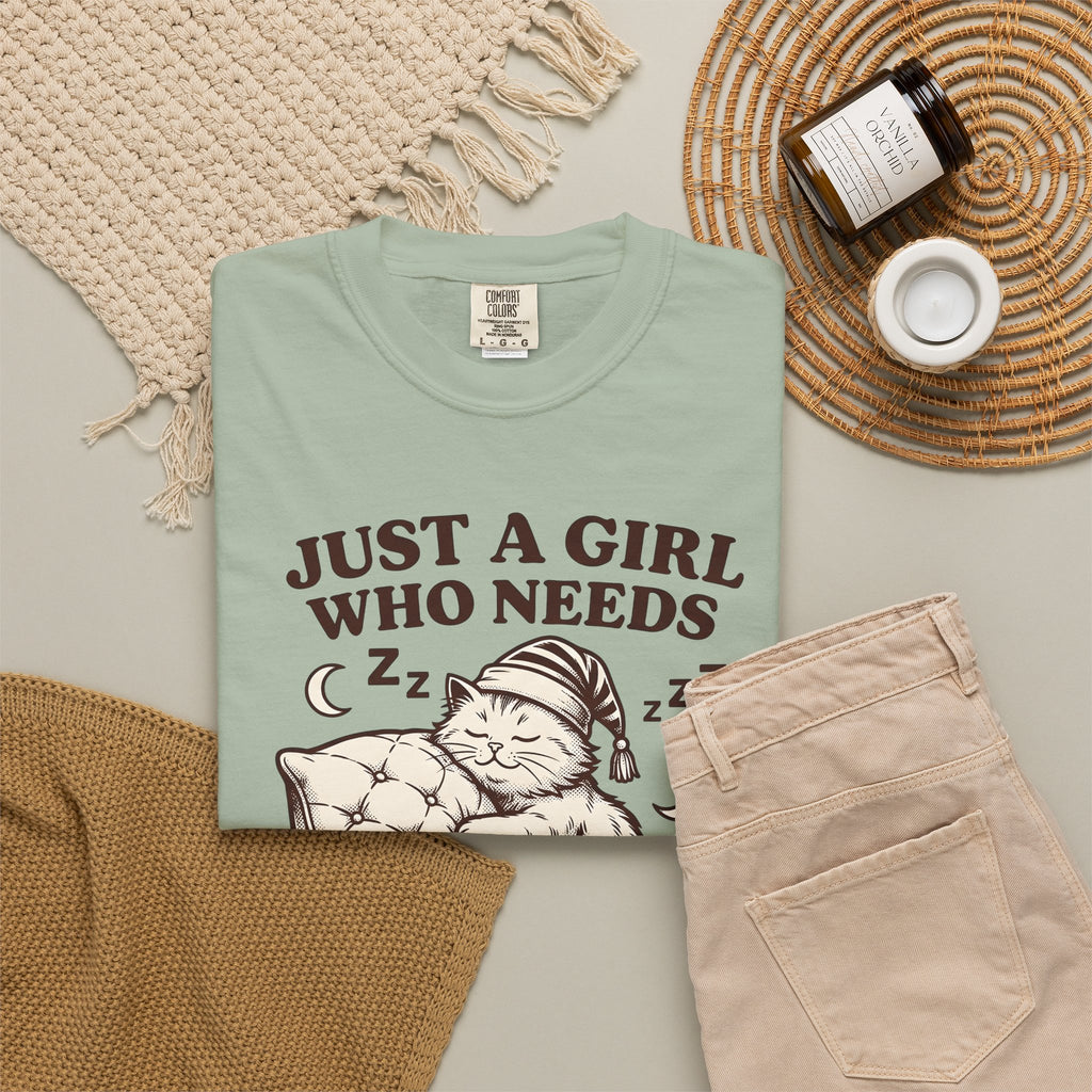 Sleeping Cat T-Shirt Cat Nap Gift Women Vintage T-Shirt Kitten T-Shirt Cat Fan Retro T-Shirt Slumber Graphic Hand Drawn T-Shirt T-Shirt