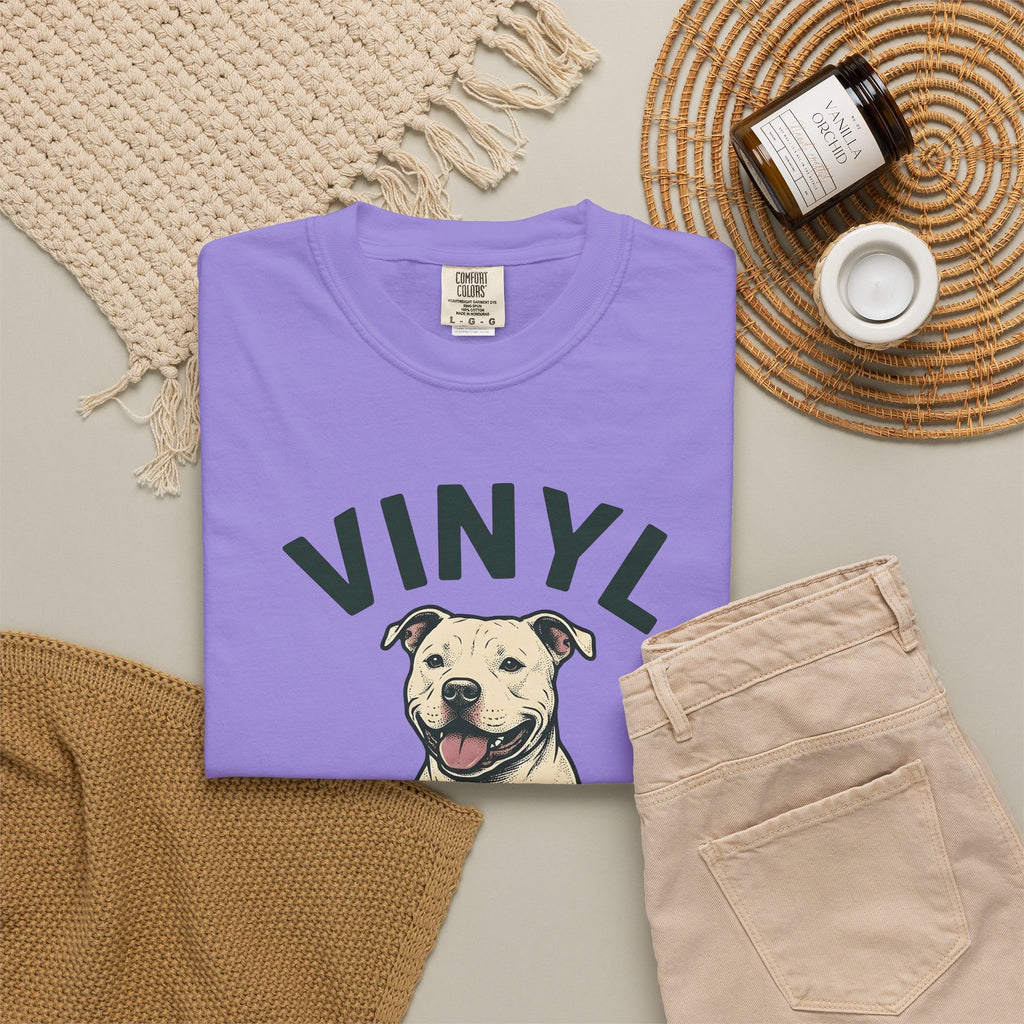 Pit Bull Dog Dog Sound Gift Distressed Pibble Dog Fan Grunge Audio Line Vinyl T-Shirt