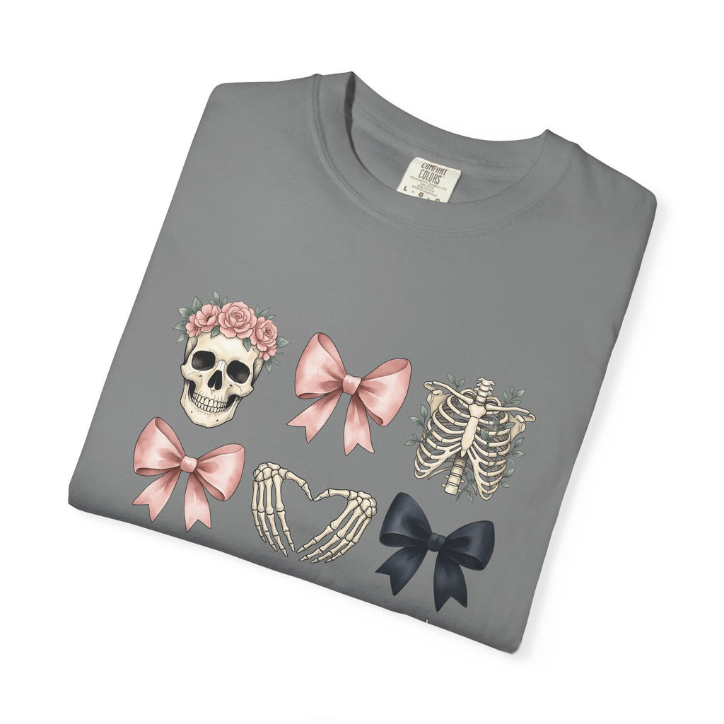 Skull Flower Halloween Dark Gift Watercolor Sugar Skull Horror Fan Gothic Dark Retro Bony T-Shirt