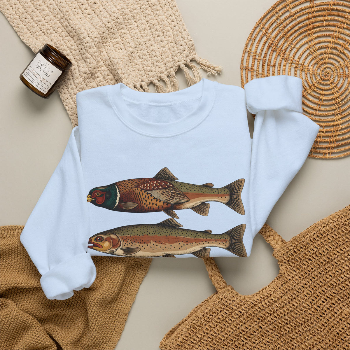 Rainbow Trout Fishing Animals Gift Retro Trout Angler Fan Vintage Wildlife Sketch Game Sweatshirt