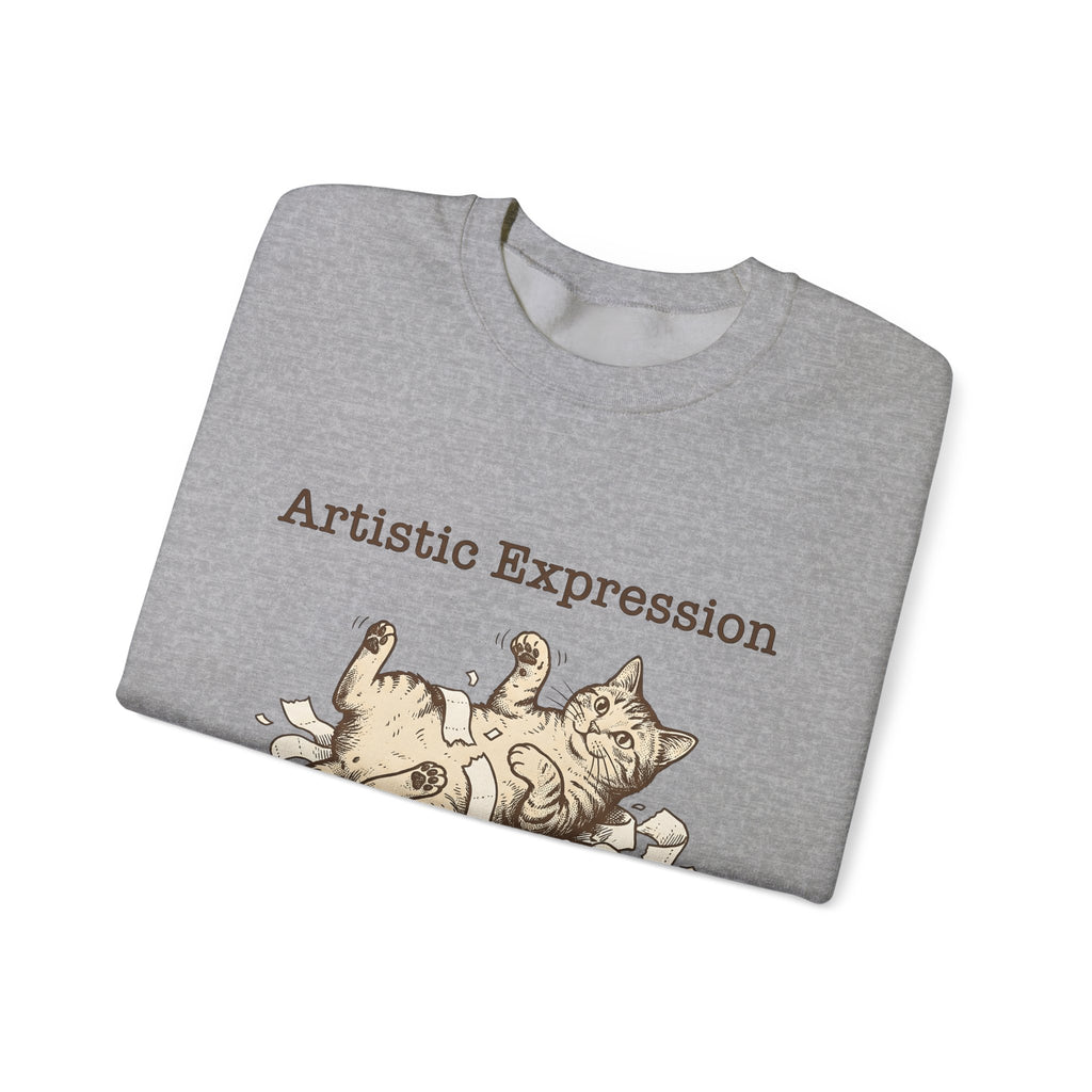 Funny Cat Sweatshirt Cat Joke Gift Women Cartoon Sweatshirt Kitten Sweatshirt Feline Fan Cartoonish Sweatshirt Pun Graphic Hand Drawn Paper Towel Sweatshirt