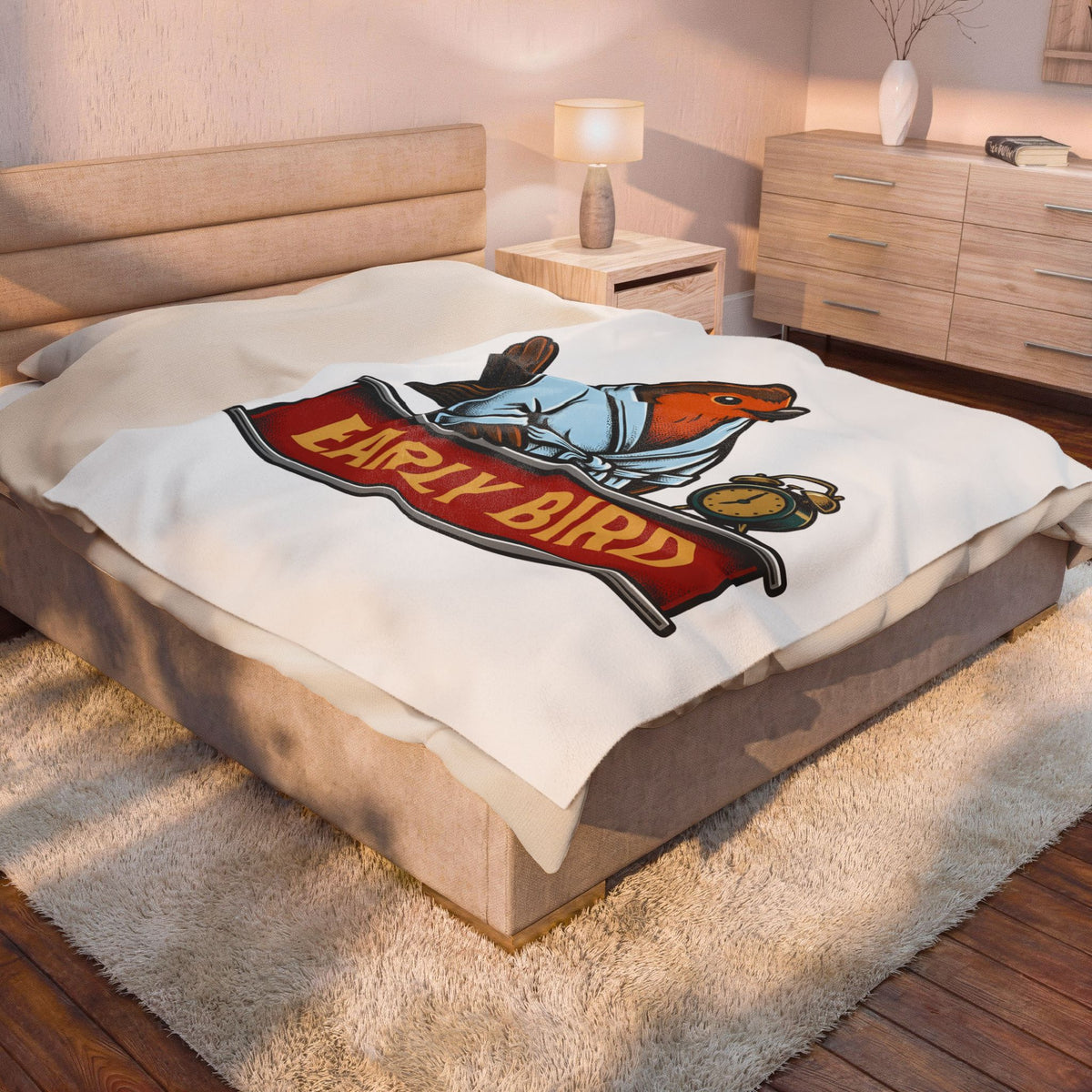 Avian Robe Blanket Funny Creature Gift Women Animated Blanket Bird Blanket Humor Fan Cartoon Blanket Beast Graphic Old School Alarm Blanket