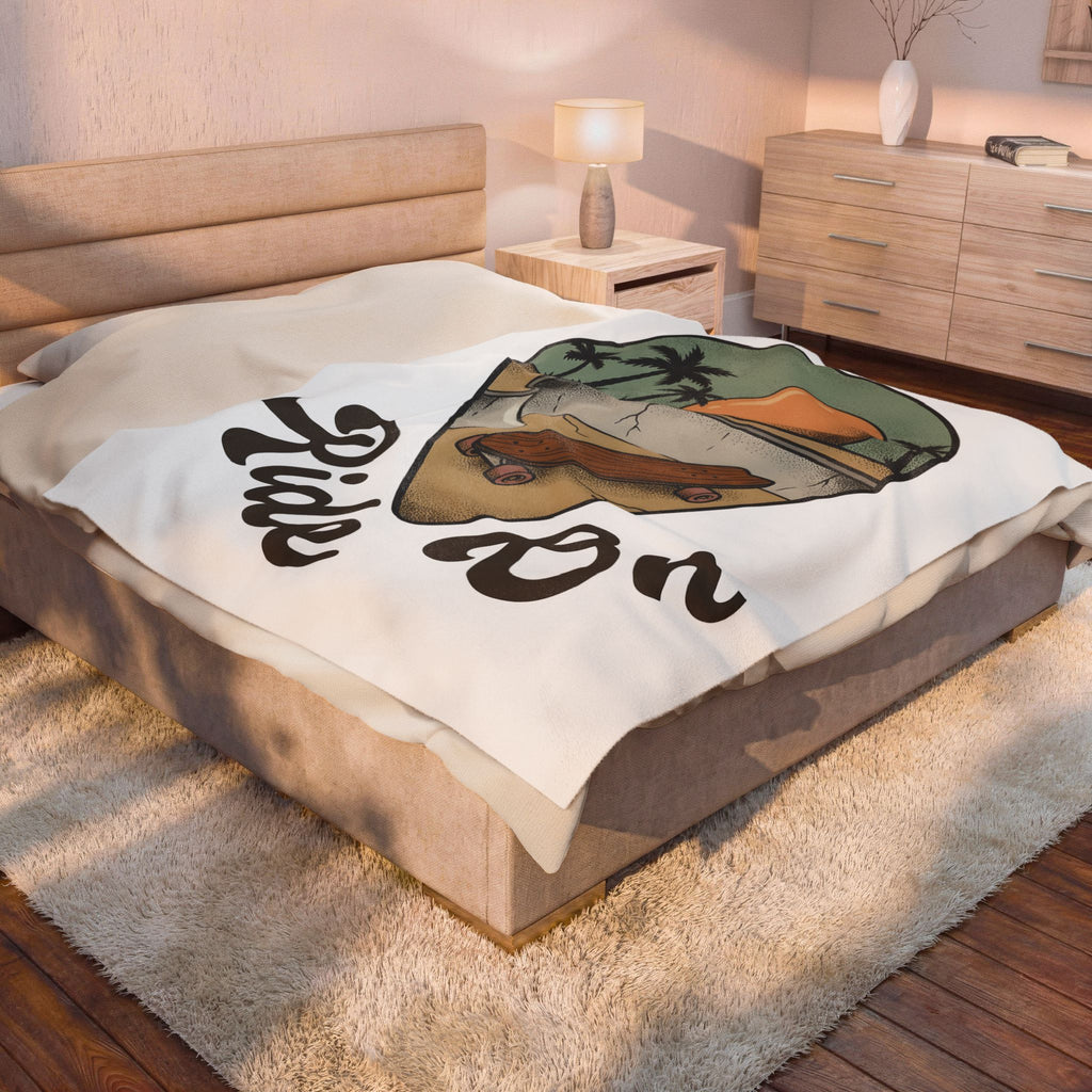 Longboard Design Blanket Skateboarding Seaside Gift Women Classic Blanket Longboarding Blanket Skater Enthusiast Retro Blanket Coastal Graphic Old