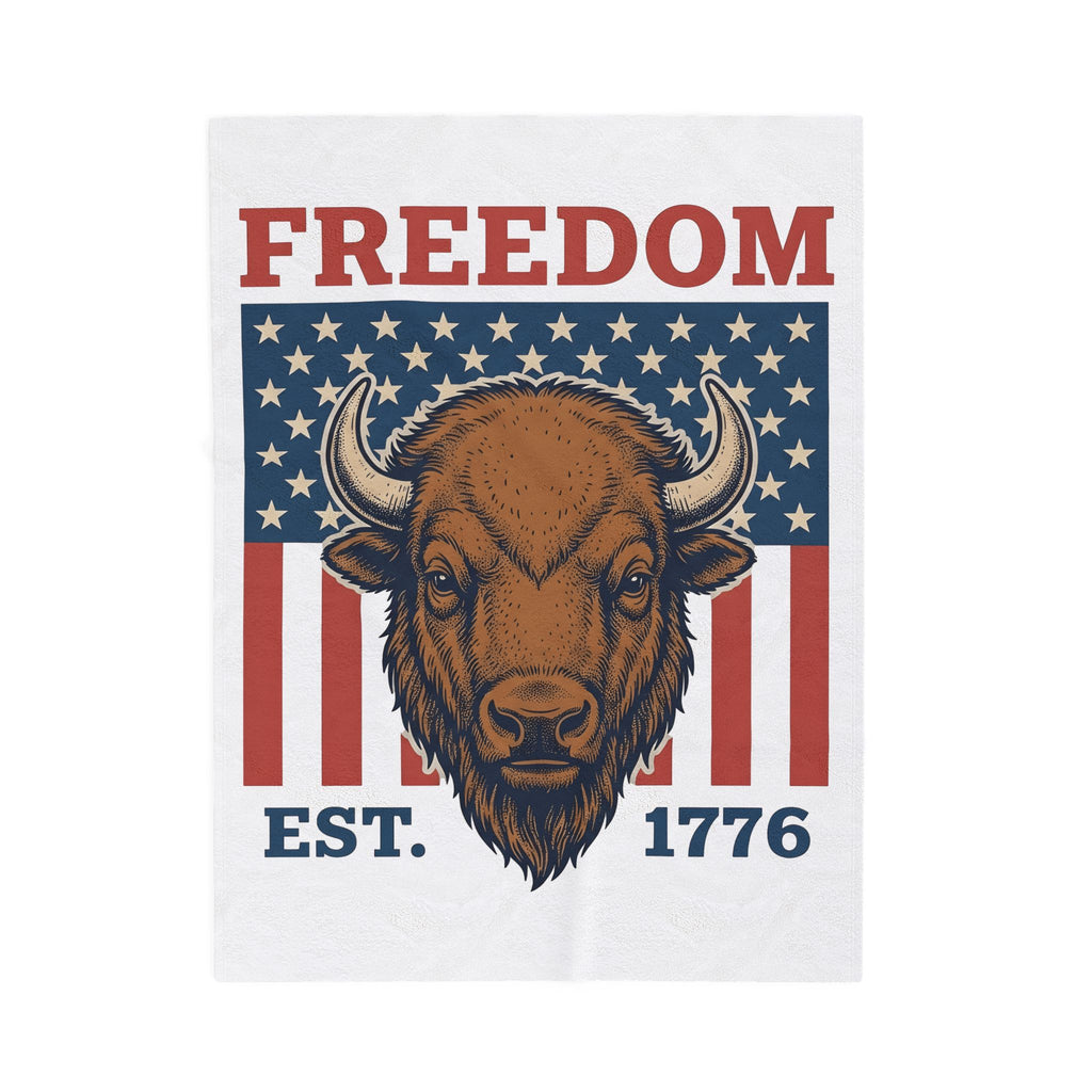 Buffalo Head Blanket America Independence Gift Women Antique Blanket Bison Blanket Patriot Fan Vintage Blanket Liberty Graphic Heritage Stars