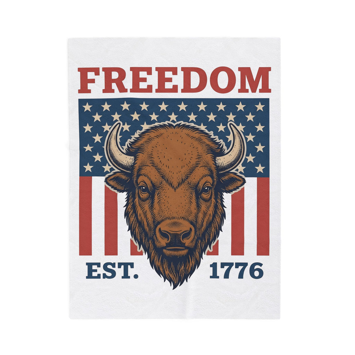 Buffalo Head Blanket America Independence Gift Women Antique Blanket Bison Blanket Patriot Fan Vintage Blanket Liberty Graphic Heritage Stars