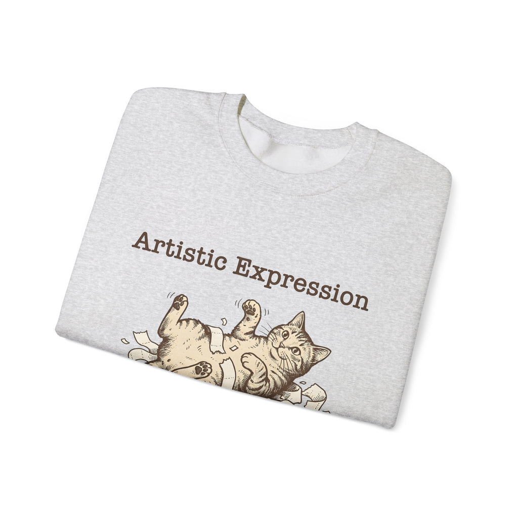 Funny Cat Sweatshirt Cat Joke Gift Women Cartoon Sweatshirt Kitten Sweatshirt Feline Fan Cartoonish Sweatshirt Pun Graphic Hand Drawn Paper Towel Sweatshirt