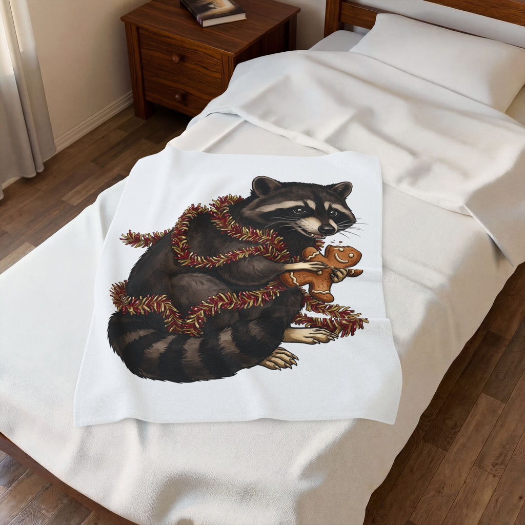 Raccoon Graphic Blanket Christmas Animal Gift Women Cute Blanket Trash Panda Blanket Xmas Fan Wildlife Graphic Illustration Hand Drawn Gingerbread