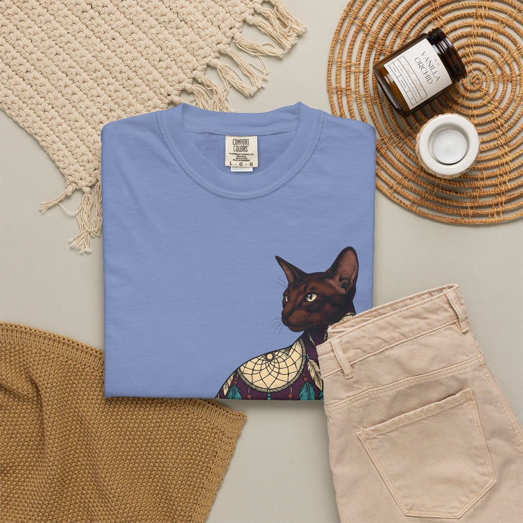 Feline Dreamcatcher Cat Metaphysical Gift Tribal Cat Dreamer Cat Fan Spiritual Mystical Doodle T-Shirt