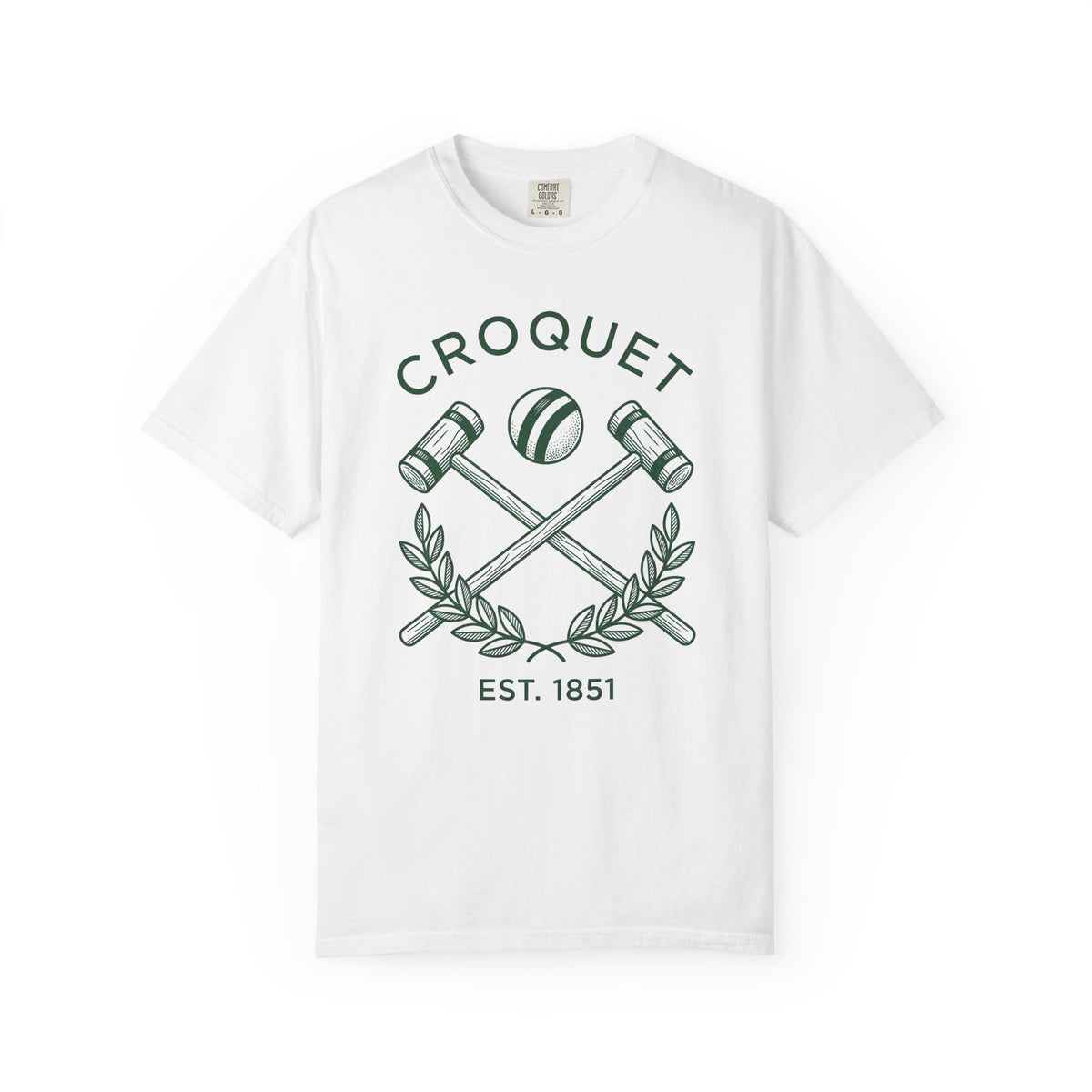 Croquet Mallets T-Shirt Croquet Lawn Gift Women Vintage T-Shirt Mallets T-Shirt Croquet Fan Croquetage T-Shirt Yard Graphic Hand Drawn Laurel