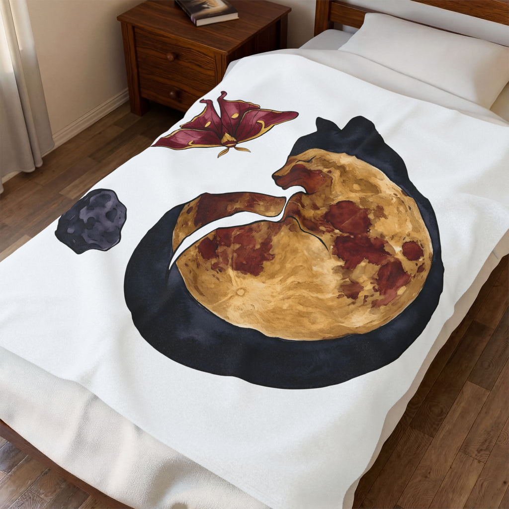 Night Cat Blanket Cat Cosmos Gift Women Paint Blanket Kitty Blanket Cat Fan Artistic Blanket Universe Graphic Galaxy Moth Blanket