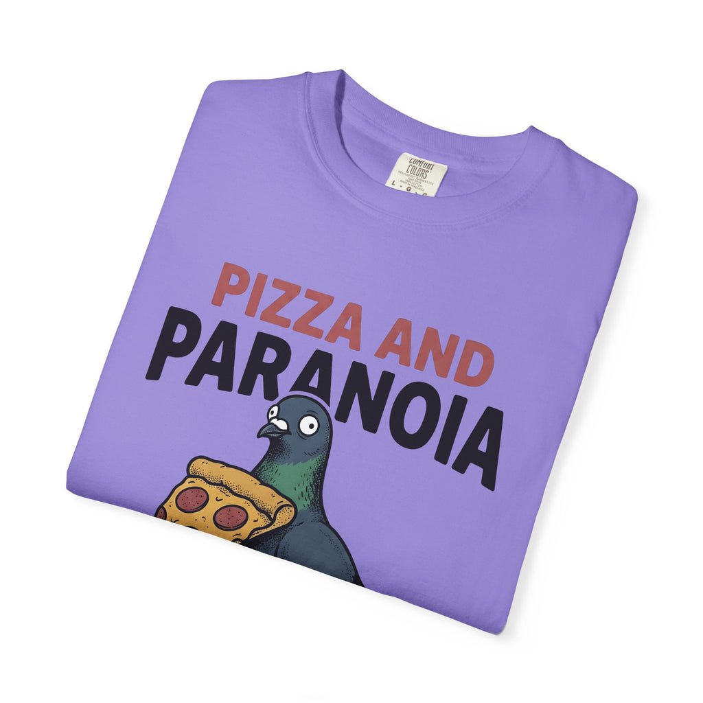 Bird Pizza T-Shirt Funny Wildlife Gift Women Animated T-Shirt Pizza T-Shirt Humor Fan Cartoon T-Shirt Animal Graphic Retro Meal T-Shirt