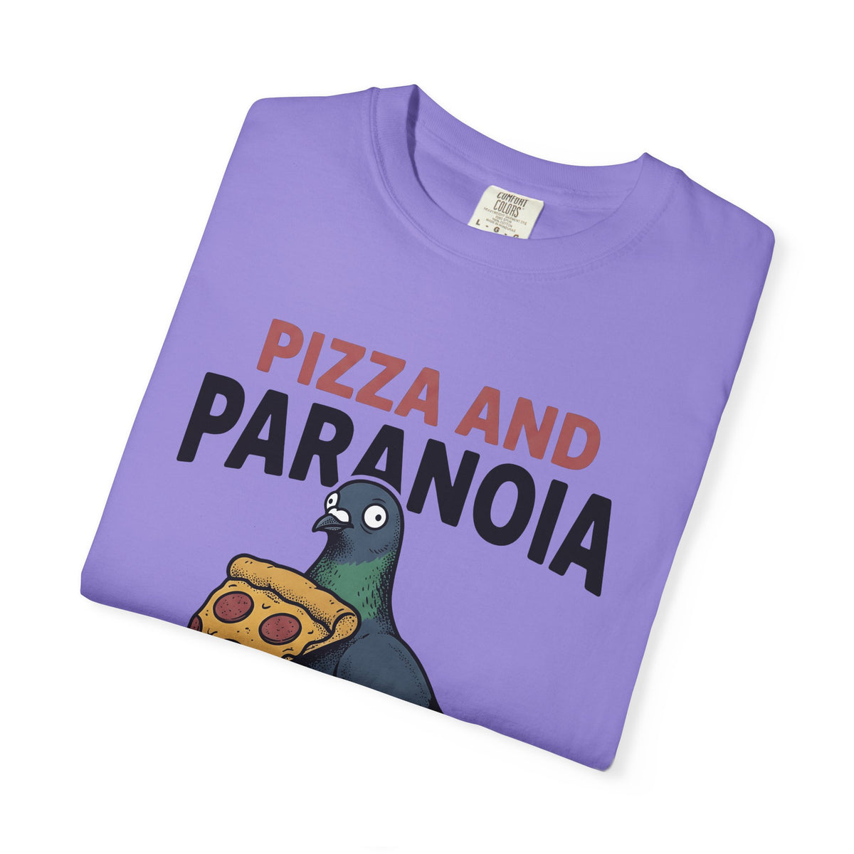 Bird Pizza T-Shirt Funny Wildlife Gift Women Animated T-Shirt Pizza T-Shirt Humor Fan Cartoon T-Shirt Animal Graphic Retro Meal T-Shirt