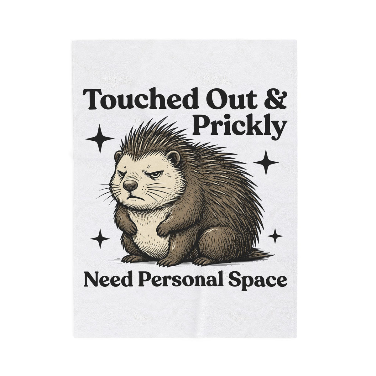 Grumpy Porcupine Blanket Moms Humor Gift Women Hand Drawn Blanket Quillpig Blanket Motherhood Fan Illustrated Graphic Blanket Vintage Stars Blanket