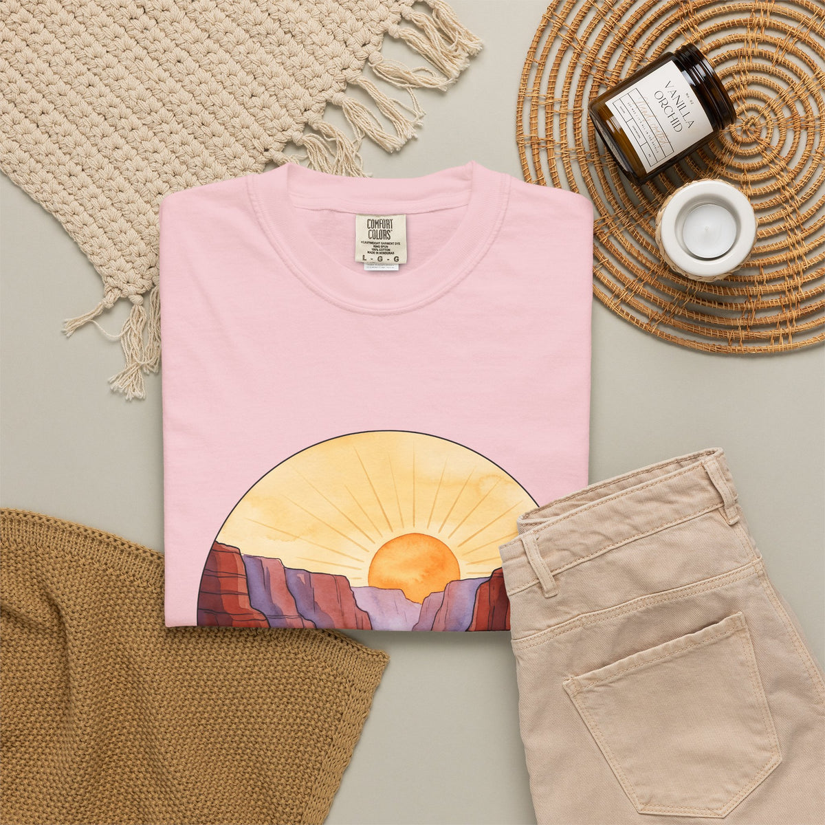 Desert Canyon T-Shirt Nature Hiking Gift Women Hand Painted T-Shirt Canyon T-Shirt Outdoors Enthusiast Painted T-Shirt Trekker Graphic Retro Dawn